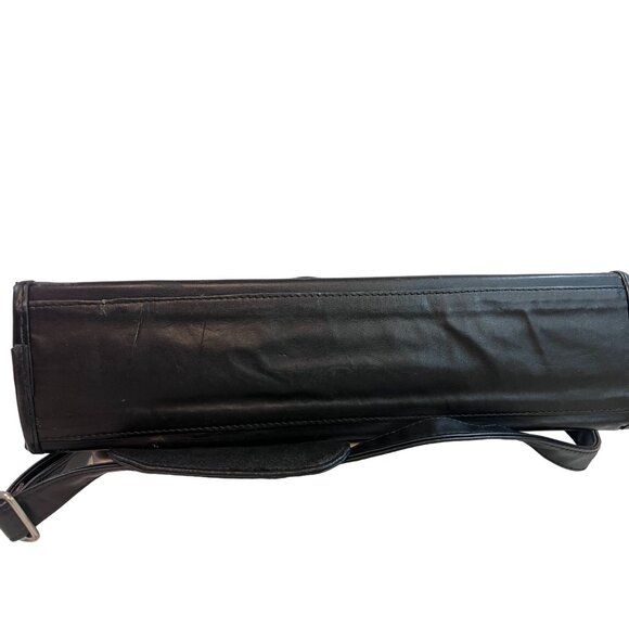 Kenneth Cole Reaction Black Leather Laptop Briefcase Bag Handles Shoulder Strap - Picture 6 of 11